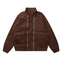 Loose Casual American Street Solid Color Long Sleeve Pilot Coat