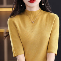 Spring New Half Turtleneck Half Sleeve Women's Bottoming Sweater