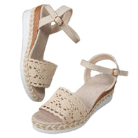 Closed Toe Back Empty Hollow-out Wedge Thick Bottom With Plus Size Casual Breathable All-match Roman Style