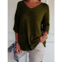 Knitwear Casual Sweater Slimming V-neckline 34 Sleeve Women's Bottoming Shirt