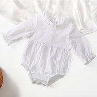 Solid Color Flying Sleeves Lace Neckline Baby Jumpsuit