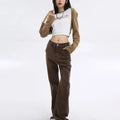 High Waist Loose And Slimming Design Straight Mop Pants