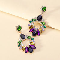 Crystal Wreath Drop Earrings Sparkly Rhinestone Statement Jewelry For Women Wedding Party Prom Festival Daily Wear