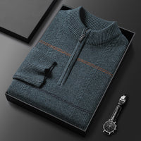 Mens Stand-Up Collar Long-Sleeve Half-Zip Knit Sweater