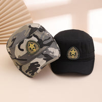 Solid-color Patch-printed National Emblem Flat-top Baseball Cap, Camouflage Casual Sun-protective Beanie Cap