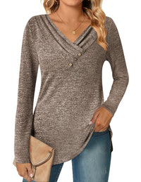 Women's Long Sleeve V-neck Button-up Shirt