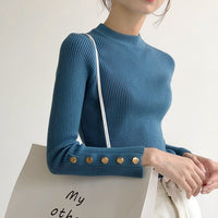 Women's Half Turtleneck Sweater Long Sleeve Pullover Bottoming Shirt