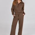 Womens Fashionable Casual Sports Suit With Zipper And Long Sleeves