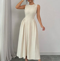European And American-style Sleeveless Figure-flattering Waist-cinching Dress