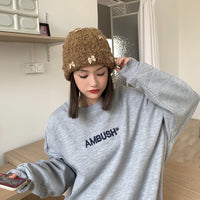 Rabbit Hair Bow Knitted Hat
