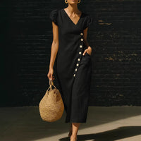 Women's Casual V-Neck Short-Sleeve Dress