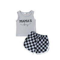Infant Toddler Letter Printed Sleeveless Top Plaid Shorts Two-piece Set