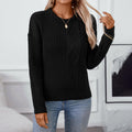 Loose Pullover Retro Solid Color Sweater For Women