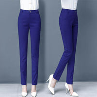 Blue Suit Pants Spring Women's High Waist Career Figure Flattering Drape Skinny Pants