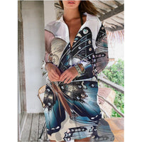 3D Casual Women's Clothing Bird-and-flower Painting Printed Beach Vacation Blouse