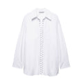 European And American Style Solid Color Loose Casual Front Lace-up Shirt