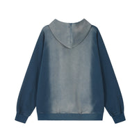Tie-dyed Color Matching Butterfly Patch Velvet Padded Hooded Sweatshirt