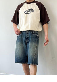 Washed Do The Old Cowboy Shorts Men's Loose Straight Shorts