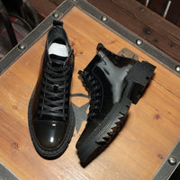 Zipper High Top Shoes Men's Leather Personalized Gradient Color