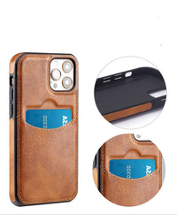 Card-inserting Leather Case Back Cover Protective Shell