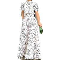 Fashion Printed Jumpsuit With Neck Hanging