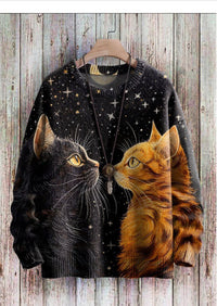 Needle Digital Printing 3D Round Neck Sweater Street Comfortable