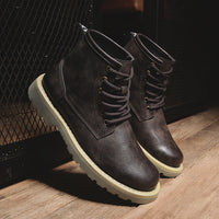 High-Top Shoes Mid-Cut British Style Men's Leather Shoes