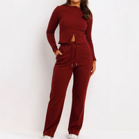Women's Shirt And Straight-Leg Pants Two-Piece Set