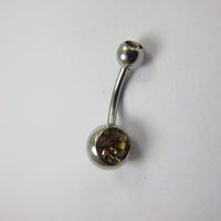 Round Inlaid Zircon Belly Button Umbilical Ring