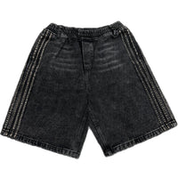 Hip Hop Striped Embroidery Baggy Denim Shorts
