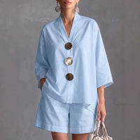 Women's Solid Color Wide-Leg Pants Suit