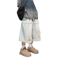 Hip Hop Wide Leg Retro Denim Shorts