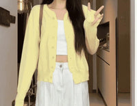 College Style Knitted Cardigan Thin Wool Sweater