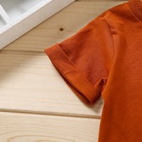 Baby Boy Brown Non-hooded Solid Color Pullover Blouse And Pants