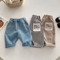 Boys' Japanese Style Stripe Printed Casual Trousers