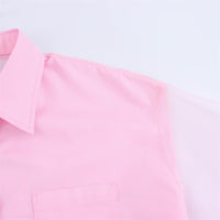 Spring Women's Long-sleeved Sheer Tulle Patchwork Loose-fit Blouse