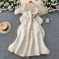 Light Luxury High-End 3D Floral V-Neck Jacquard Maxi Dress For Women