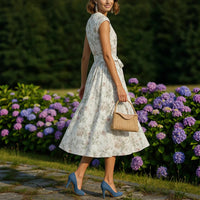 Printed Crew-Neck Sleeveless Elegant Dress For Women