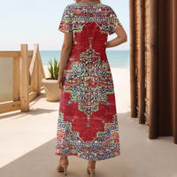 Short-sleeve Crew-neck Red Fashion Dress