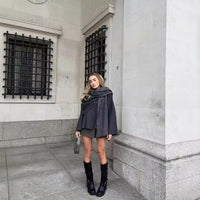 Women's Asymmetric Scarf Shorts Knitted Coat