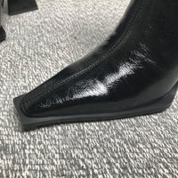 Autumn And Winter Square Toe Chunky Heel High Heel Short Boots