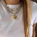 Fashionable Heart-Shaped Cross Tassel Pendant Necklace