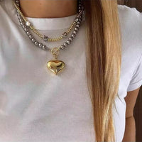 Fashionable Heart-Shaped Cross Tassel Pendant Necklace