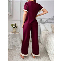 New European And American-style V-neck Short-sleeve Pants Loungewear Two-piece Set