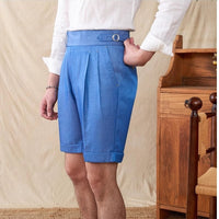 British Gentlemen's Casual Shorts Men's Napoli Double Pleated Light Cropped Pants