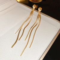 Vintage Flower Tassel Metallic Stud Earrings, Luxury Elegant Ear Jewelry