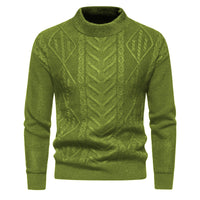 American Retro Solid Color European Jacquard Round Neck Men's Knitwear Sweater