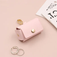 Creative Solid Color Leather Ring Storage Bag