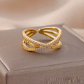 Adjustable Opening Copper Plating 18K Gold Ring