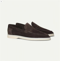 One-pedal Driving Flat Shoes With Frosted Suede